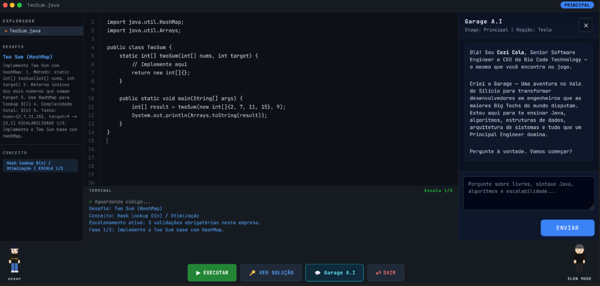 Editor Java com Garage AI